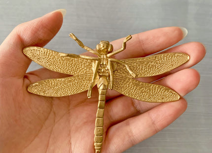 Tricune Gold Dragonfly Sculpture Solid Metal Insect Ornament Mini Insect Figurine for Home Office Garden Desktop Decor (Dragonfly)