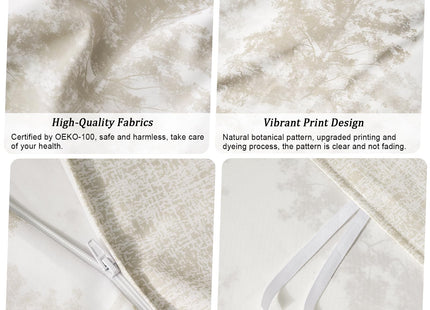 PHF Ultra Soft Floral Duvet Cover Queen, 90"x90", Pine Tree - Mocha Brown