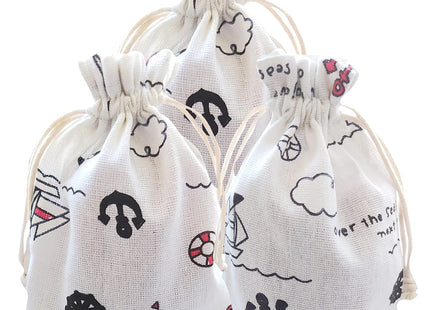RIGHTA TECH Nautical Goodie Bags Nautical Gift Treat Bags Drawstring Gift Bag Nautical Anchors Boat Favor Bag for Wedding Birthday Party Hawaiian Luau,Summer Sailor Party Decorations Navy Blue Red