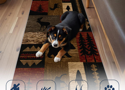 Reocahoo Rustic Cabin Runner Rug 2x6ft, Lodge Bear Moose Deer Rugs for Cabin, Western Kitchen Rug Mat, Non-Shedding & Easy to Clean, for Hallway Laundry Bathroom