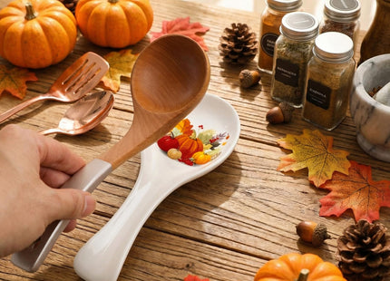 Fall Ceramic Spoon Rest, Pumpkin Pattern, Halloween Kitchen Decoration