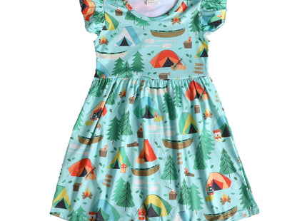 Toddler Girls Campfire Dresses Ruffle Bottom Flutter Sleeve Apparel 4-5T