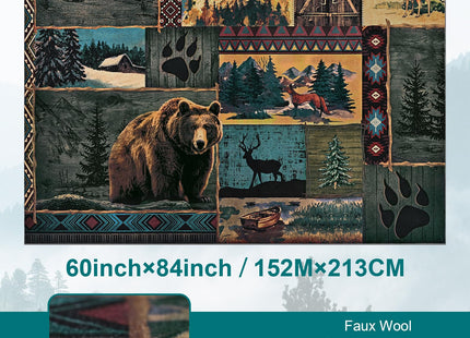 Rustic Cabin Area Rug 5x7, Washable Southwestern Rugs for Living Room, Blue
