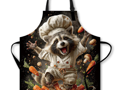 Nuxovilar Chef Raccoon Mushroom 26.77x30.7 Polyester Cooking Apron