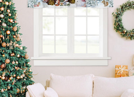 Christmas Snowman Valance Curtains for Kitchen Window 54" W x 18" L, Red Truck Xmas Tree Rod Pocket Small Curtain for Living Room Winter Robin Bird Deer Pine Valances for Windows/Bathroom/Bedroom