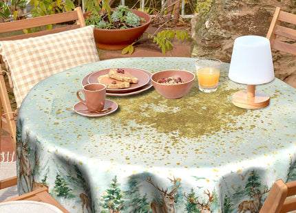 VentuCoven Christmas Tablecloth 60 inch Round Xmas Winter Deer Table Cloth Xmas Table Cloths Tablecloths for Kitchen Dining Decorations Holiday