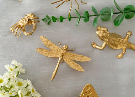 Tricune Gold Dragonfly Sculpture Solid Metal Insect Ornament Mini Insect Figurine for Home Office Garden Desktop Decor (Dragonfly)