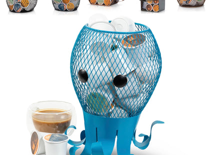 Made Easy Kit Coffee Pod Basket Organizer Practical Decoration - Compatible with Keurig K-Cup Pods & Capsules - Home Cafe Bar Decor Useful Kitchen Countertop Freestanding (Octopus)