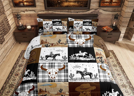 Erosebridal Boho Skull Bull Horse Queen Comforter Set for Kids Boys Men
