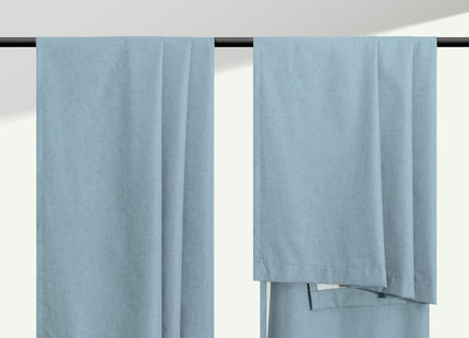 100% Blackout Curtains 90 Inches Long for Living Room 2 Panels Set Light Blocking Heat Darkening Energy Saving Curtain Window Coverings Coastal Beach Linen Farmhouse Drapes Bedroom Stone Blue Chambray
