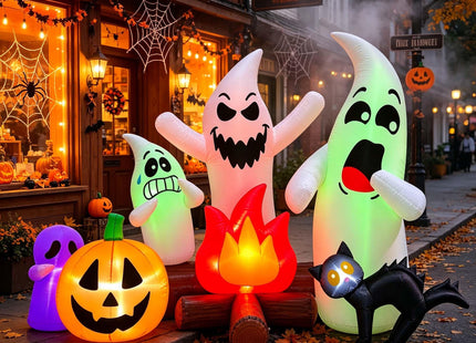 SEASONBLOW 6Ft Long Halloween Inflatable Ghost Campfire Outdoor Decoration