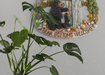 Black Bear Decorations for Home - Mama Bear Sign Bear Bottoms Welcome Home Decor Bear Cabin Wall Hanging - Wilderness Bathroom Decor Welcome Bear Sign - Bear Wall Decor Bear Pictures Wall Art