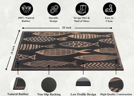 A1HC Rubber Welcome Doormat Non-Slip Front Door Mat 18"x30", Nautical Fish