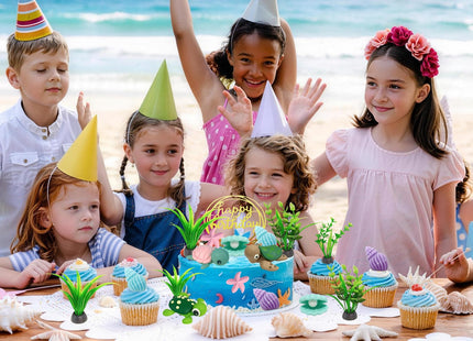 Lukinuo Turtle Cake Topper Sea Turtle Birthday Cake Decorations Under the Sea Cake Decoration with Ocean Turtle Starfish Conch and Seashells for Sea Theme Birthday Party Baby Shower Supplies