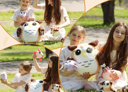 MaoGoLan Owl Stuffed Animals with Babies Inside,Ultra Soft Owl Plush Throw Pillow with 3 Adorable Baby Owls Plushie,Squishy Stuffed Collection Gift for Owl Lover,Kids,Teens,16"