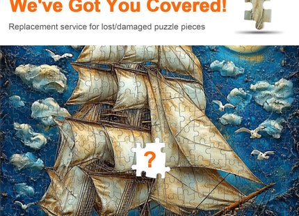500 Piece Jigsaw Puzzles Vintage Sailboat Moon Ocean for Adults 14+
