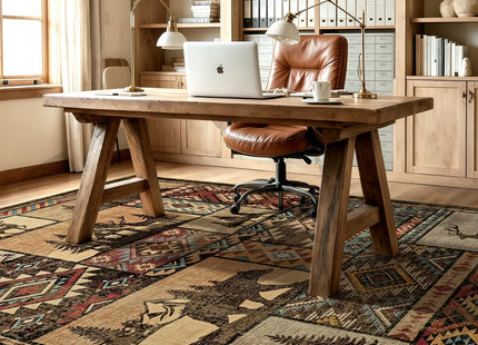 HOMORE Rustic Cabin Area Rug 5x7,Western Rugs for Living Room Bedroom,Brown