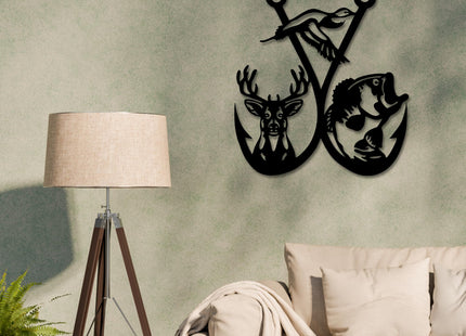 Xedatric Rustic Hunting Deer Fish Bird Metal Wall Art