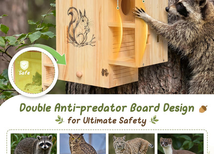 Large Squirrel House for Outside, Wooden Squirrel Nesting Box