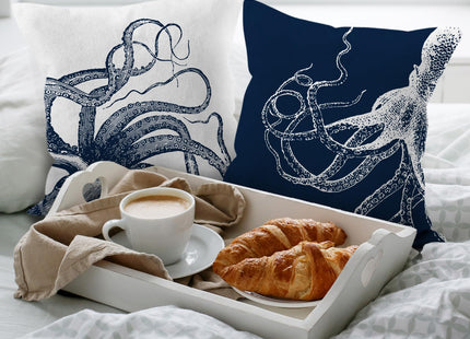 HIWX Coastal Pillow Covers, Nautical Pillow Covers, Nautical Coastal Octopus Pillows Decorative Pillowcase Throw Pillow Cover 18 x 18, Ocean Beach Octopus for Sofa Bed Room Home Decor Set of 2