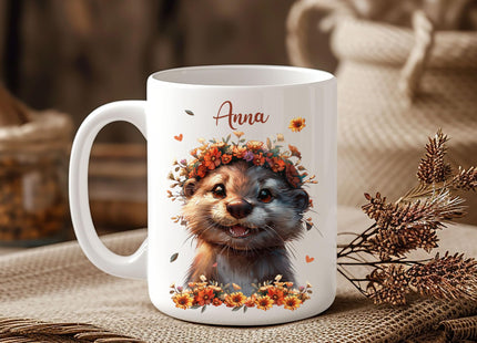 Hyturtle Personalized Cute Otter Coffee Mug - Gift For Otter Lover - Just A Girl Who Loves Otters - Otter Gift For Women - Animal Lover Gift - Birthday - Custom Coffee Cup Ceramic Mug 11oz - 15oz