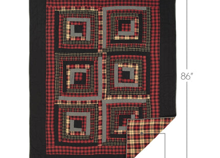 VHC Brands Rustic & Lodge Cumberland Red Bedding Accessory, Twin Quilt 68x86