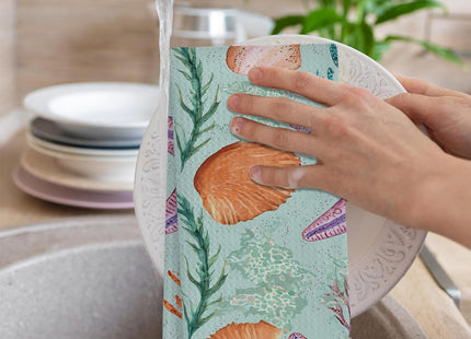 QCBBIRC Ocean Seashells and Starfish Hand Towels for Bathroom Set of 2,Soft Absorbent Waffle Weave Kitchen Towels Dish Towel,Decorative Bathroom Towel for Kitchen Yoga Home Decor 16X24 Inch