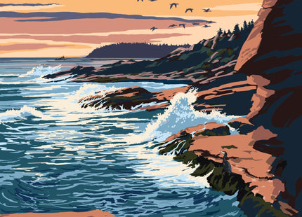 Lantern Press Acadia National Park, Maine, Mount Desert Island (Absorbent Ceramic Coasters Set of 4 Matching Images, Cork Back, Kitchen Table Decor)