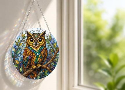 Acrylic Puzzle Suncatcher, Owl Stained Glass Window Hanging, Owl Gifts