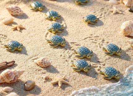 Yerliker Mini Sea Turtle Figurines Resin Sea Animals, 100 Pcs, Blue