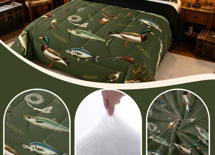 Feelyou Hunting Fishing Comforter Set Deer Duck Bedding Set Full Size