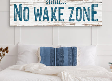 TAILORED CANVASES No Wake Zone Sign, Rustic Lake House Wall Decor, 12x36