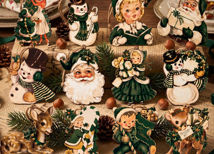 Huwena 36 Pcs Vintage Christmas Tree Ornaments, Classic, Pine Green