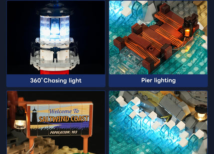 Lumibricks Sunrise Lighthouse Lighting-Building-Bricks-Set, 1632 Pcs