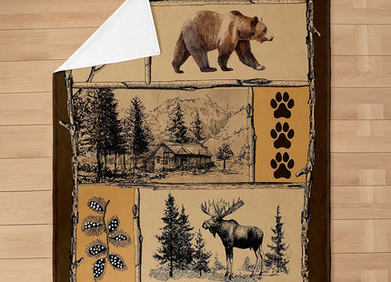 Feelyou Bear Cabin Moose Bed Blanket 40" x50 All Season