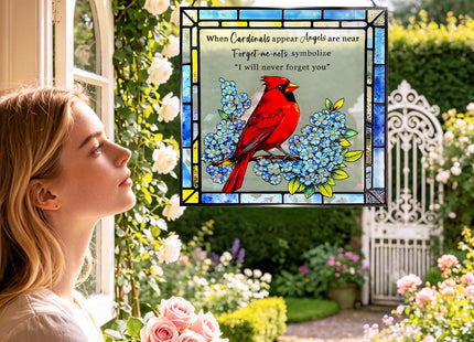 Cardinal Stained Glass Suncatchers for Windows, Hanging Sun Catchers Indoor Window, Cardinal Gifts, in Memory of Loved One Gifts