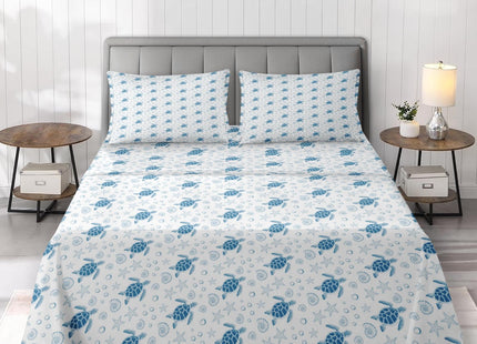 Pamnest Twin Bed Sheet Set, 3 Pieces Sea Turtle Bedding with Flat