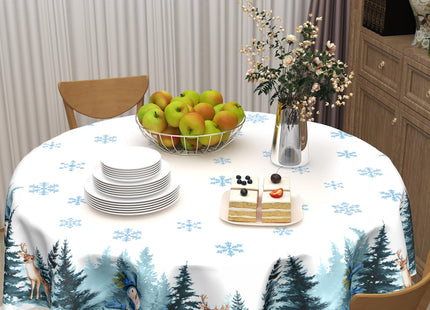 ABSOP Blue Winter Round Tablecloth Christmas Snowflake Pattern 60 Inch