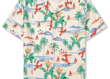SANGTREE Boys Hawaiian Shirt Button Down Shirts, Beige Lobster, 2-3T