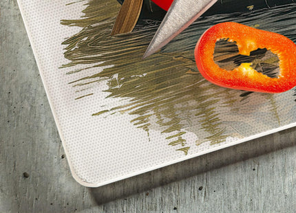 CounterArt Black Bear Canoe 3mmTempered Glass Cutting Board 10" x 8"
