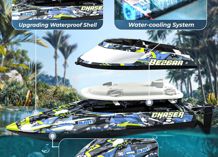 BEZGAR TX123 Remote Control Boats - Fast Speed RC Boat 32+ KPH with Suitcase for Lakes & Pools & Salt Water