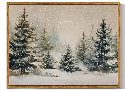 ARPEOTCY Vintage Winter Christmas Framed Wall Art, Forst Pine Tree, 12x16In