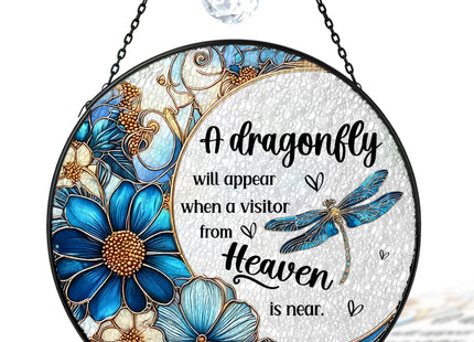 CWEGSJ Dragonfly Stained Glass Suncatcher,Gifts for Woman(Blue Dragonfly)