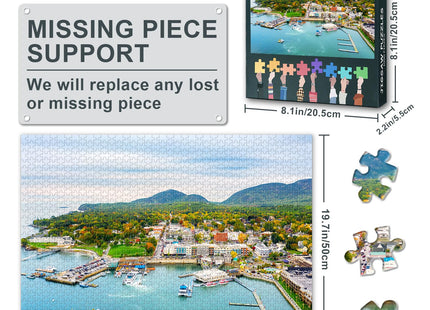 Bar Harbor, Maine City Landscape - US Tourist Attraction- 1000 Large Piece Jigsaw Puzzle for Adults Challenging Puzzle Perfect for Game Nights - Finished Size is 27.5"x19.6"