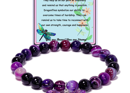 GIAYIER Dragonfly Bracelet for Women Dragonfly Charm Jewelry Dragonfly Lover Gifts Dragonfly Motivation Gift for Mom Daughter Wife Granddaughter Best Friends (Amethyst)