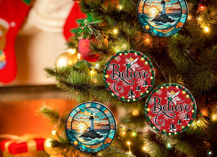 Lighthouse Christmas Ornaments - Coastal Lighthouse Gifts for Lovers - 2024 Keepsake Home Holiday Present Ideas