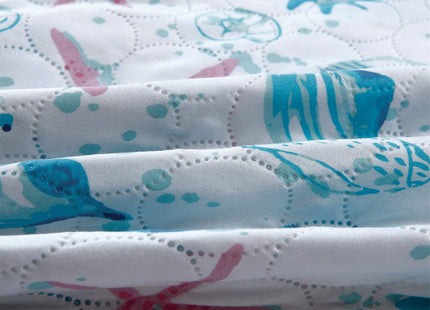 Queen Size Quilts Beach Queen Quilt Set Collection Bedspread Coverlet Reversible Lightweight Bedding Pink Starfish Aqua Home Quilt Set