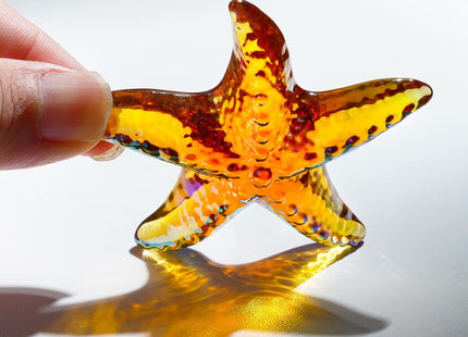 Amber Blown Glass Starfish Figurine Miniature Ocean Home Decor