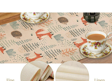Rustic Forest Animal Table Runner for Kids Woodland Deer Fox Bird Table Runner Farmhouse Country Lodge Cabin Dinner Runner for Home Kitchen Party Holiday 70X13inch