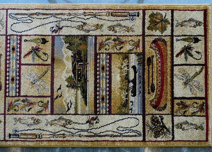 Champion Rugs Cabin Getaway Novelty Lodge Pattern Wildlife Nature Canoe Fishing Area Rug (2 Feet 2 Inch X 7 Feet 2 Inch Runner)